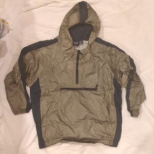 Vintage GAP Khaki and Charcoal Hooded Windbreaker Anorak Jacket